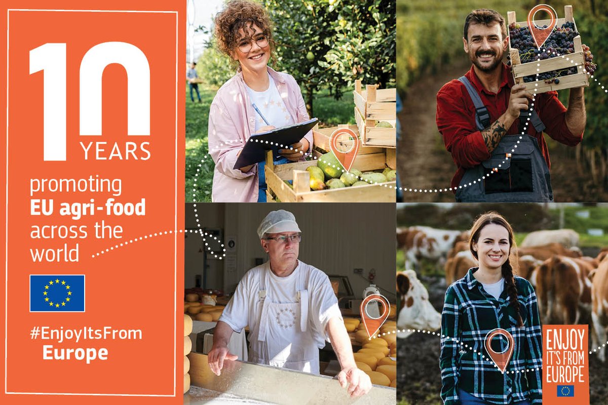 EUAgri's tweet photo. This year marks also 10 years promoting EU agri-food across the world

The EU helps (co-)finance information &amp; promotion activities:

🔸more than 600 campaigns funded
🔸including 75 new campaigns ready to launch in 2025 
for promotion in the EU and worldwide

#EUAgriPromo https://t.co/CBXnWqjpJN