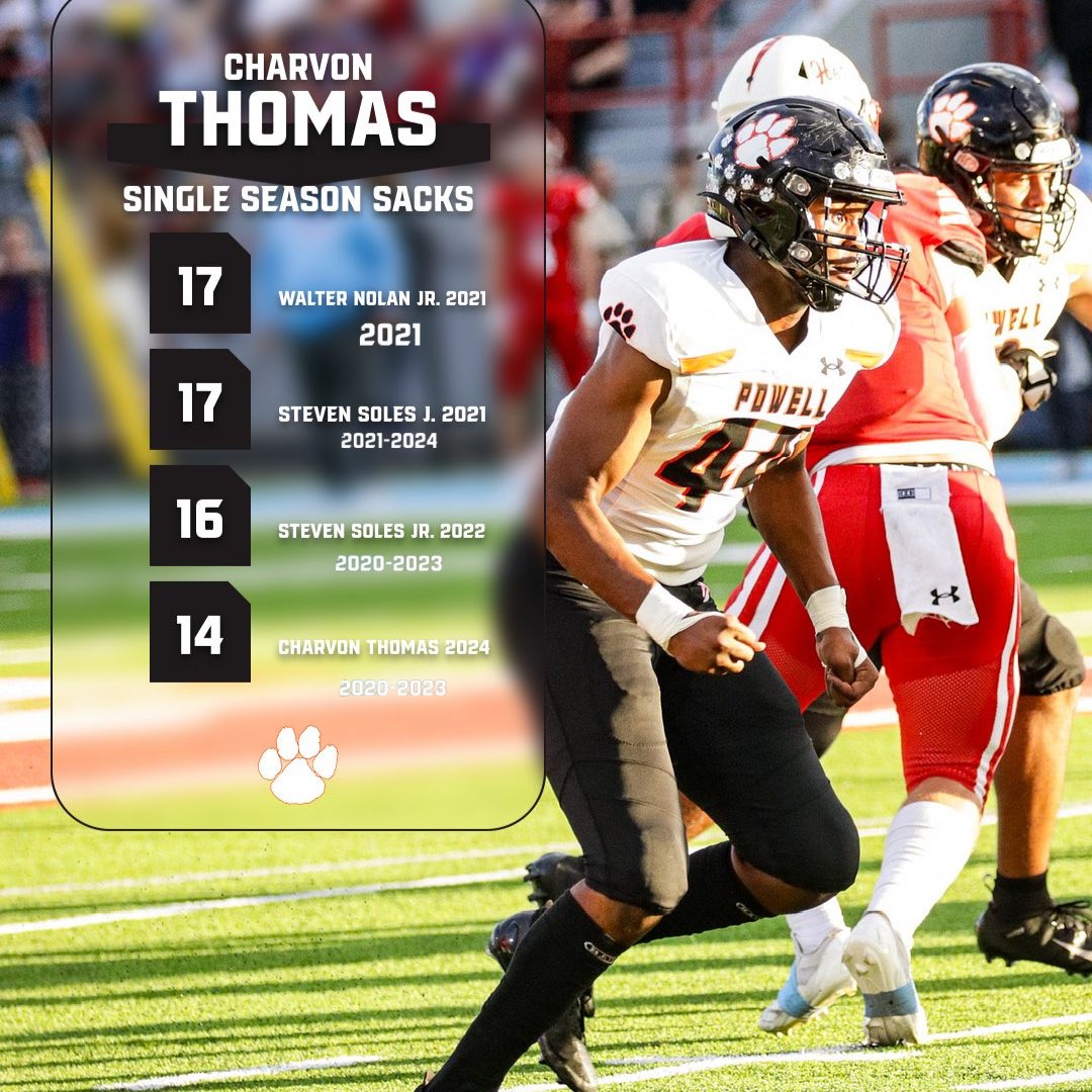 Powell (Tenn.) High Football (@powellhighfb) on Twitter photo Congratulations to <a href="/CardellThomas44/">Cardell Thomas</a> on some amazing records for the 2024 football season. He’s in great company with some talented former Panthers! #WelcomeToTheJungle Congratulations to <a href="/CardellThomas44/">Cardell Thomas</a> on some amazing records for the 2024 football season. He’s in great company with some talented former Panthers! #WelcomeToTheJungle