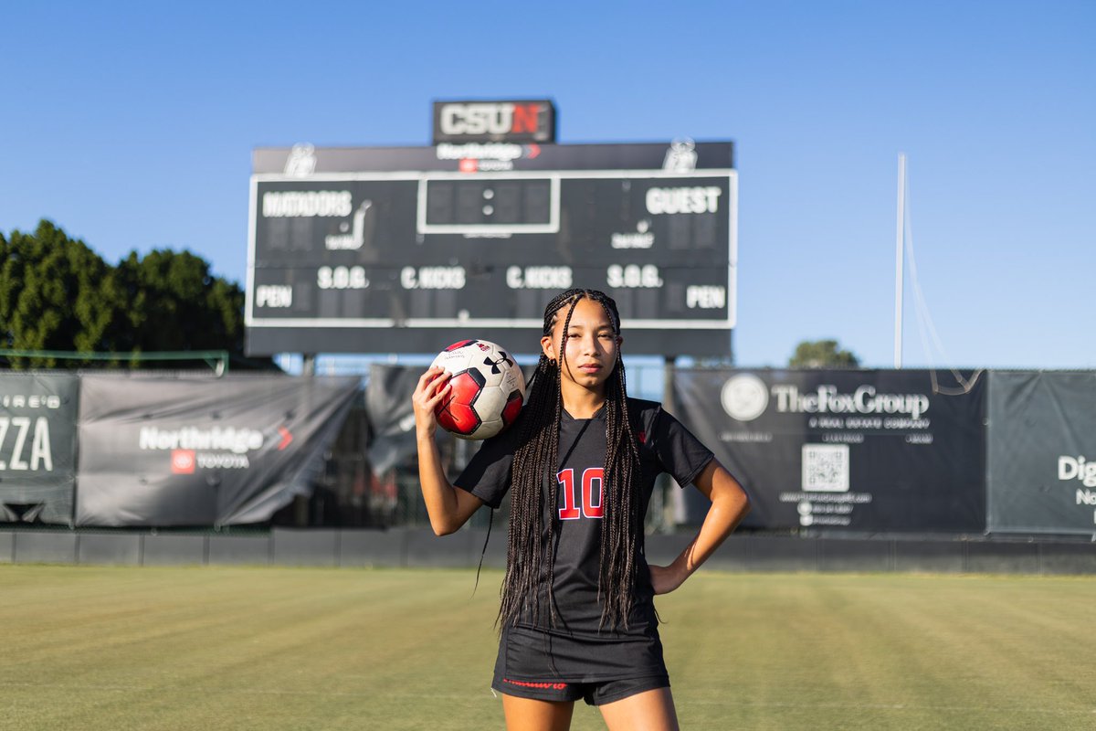 KenzieSanchez25's tweet photo. I’m excited to announce my verbal commitment to play D1 soccer @CSUNWSoccer .I’m very grateful for my family, friends, and coaches @RebelsSDSoccer for all their support. Thank you Coach Gina, Coach Kevin, and Coach Dan for giving me this amazing opportunity! 
Go Matadors ❤️🖤⚽️ https://t.co/diDjk9l20c
