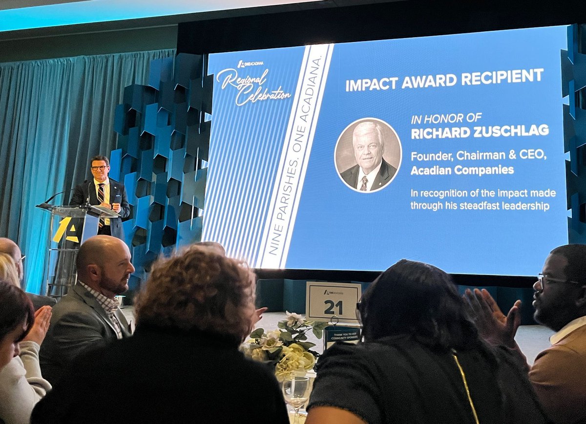 Thank you to @oneacadiana for honoring our late founder, Richard Zuschlag, with the Impact Award during their annual Regional Celebration.
