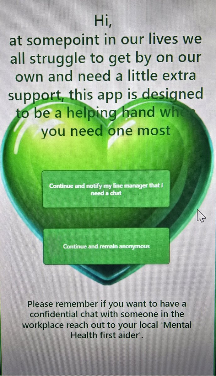Kevinsevern's tweet photo. A sneak peak at the work in progress, the change in colour to represent suicide awareness on the wellbeing app before going live across the Amey websites. I'm so proud ....🙏💚

#smashthestigma https://t.co/gvNqZdb7Kv