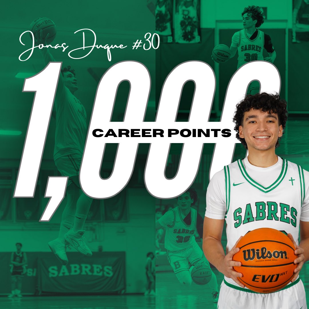 stbathletics_'s tweet photo. 1,000 career points ✅

Congrats to Jonas Duque ‘25 on reaching this impressive milestone!

#stbrendanhigh #sabreathletics #sabreboysbasketball #sabreculture https://t.co/KPqlANPQpa