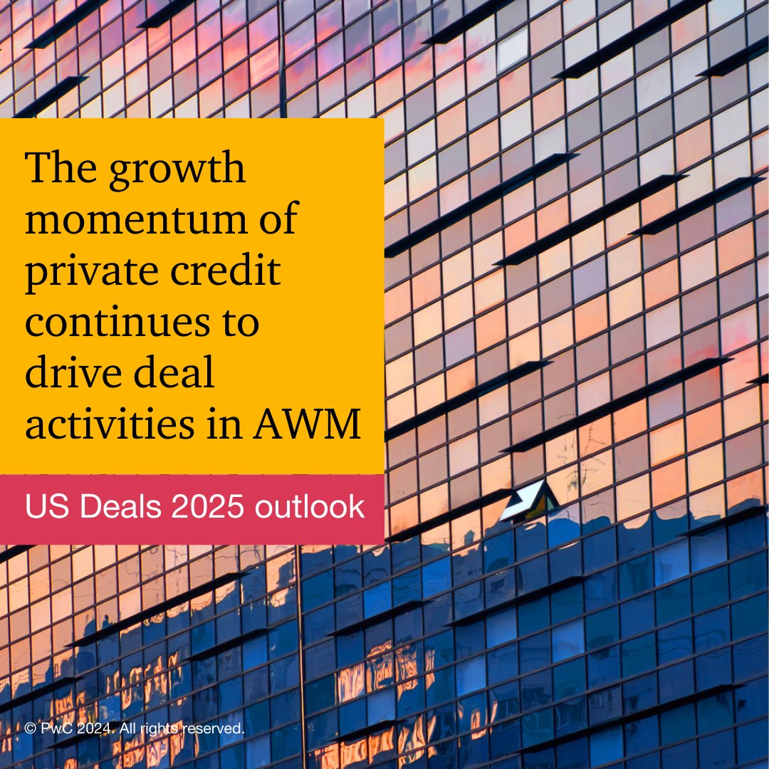 What's ahead for the asset and wealth management sector? The PwC US Deals 2025 outlook describes how #asset and #privateequity managers are using acquisitions as a strategic tool to rapidly build out private #credit capabilities and market presence: pwc.to/4fpdZcA