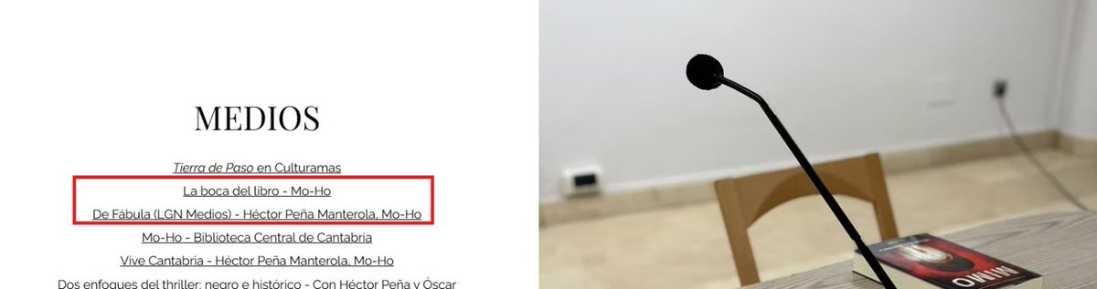 Breve.
En medios, he incluido enlace a la vídeo entrevista que me realizó <a href="/martagpautora/">Marta González Peláez</a> y la participación de hoy en <a href="/Labocadellibro/">La boca del libro</a>. 

Enlace en el siguiente Post.