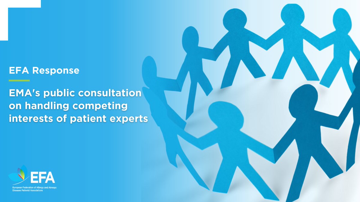 EFA community responded to EMA's public consultation on competing interests. 🛠️💬

While we support transparency, stricter rules could limit patient collaboration in research. 

Patients expertise is vital and deserves fair recognition! 

Read more: efanet.org/news/news/4405…