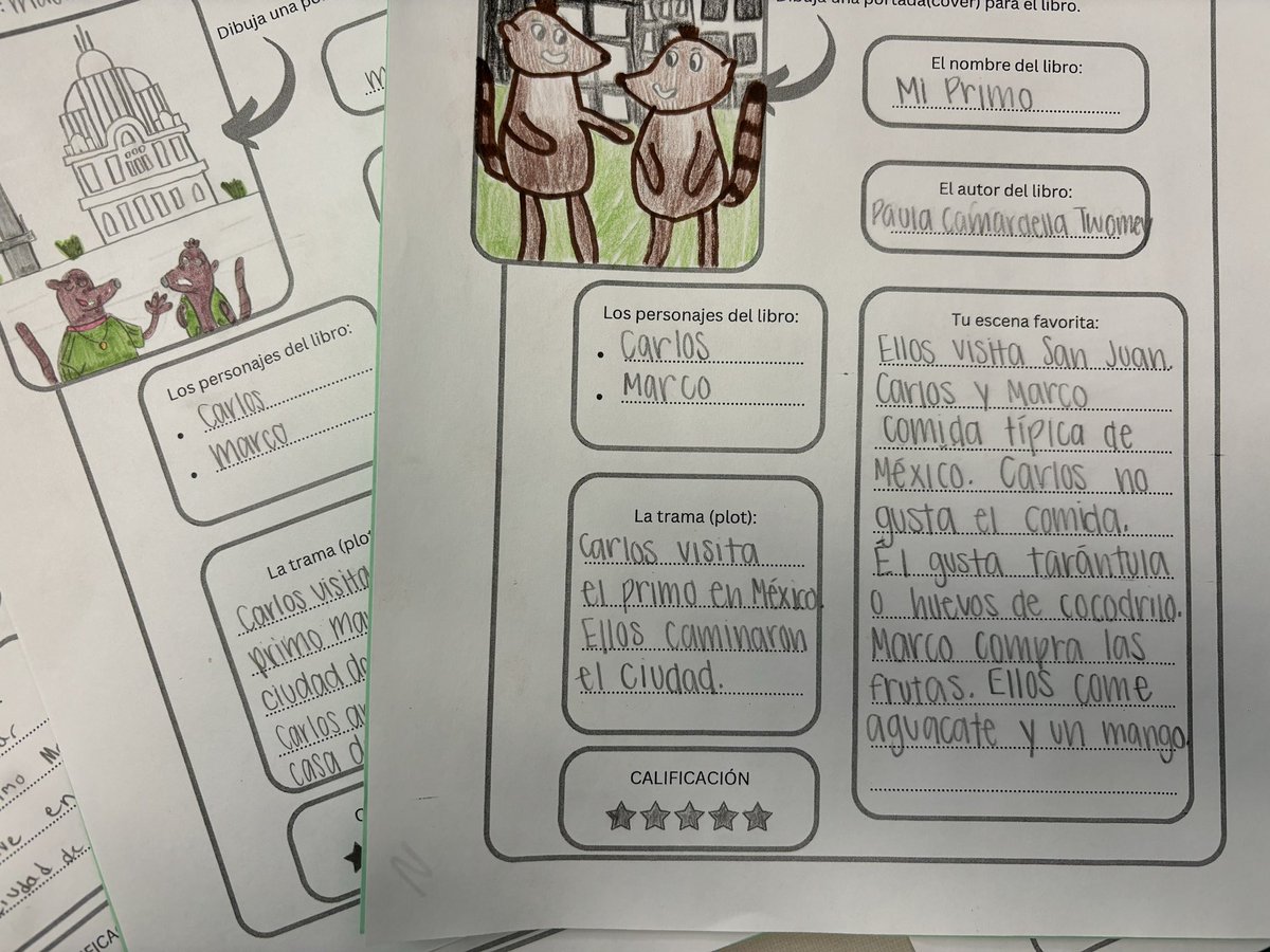 ProfeCappellari's tweet photo. Español III read a 5 chapter book in Spanish and wrote a review🌳🦝 #EspañolConProfe #YourSalisbury https://t.co/WrKFWuTqT5