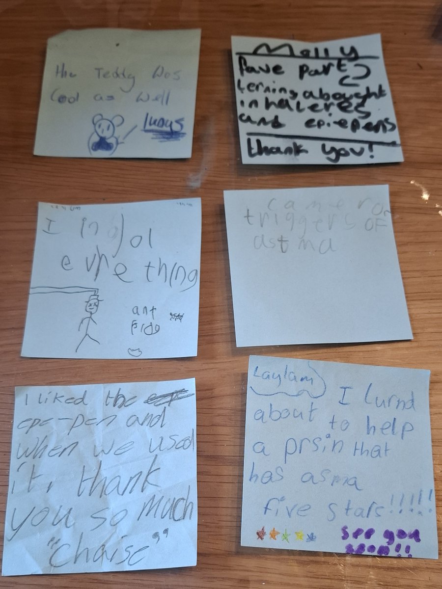 Pamjamcumming's tweet photo. It's a Feedback Friday.

 It's important to hear what the children enjoy the most about my Asthma and Allergy workshops and what they've actually learnt, what's been the key take home messages. 
For Feedback Friday I'm sharing some comments from our young people. https://t.co/RE4e3jgRGF