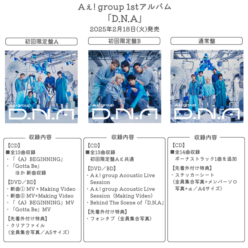 詳細解禁】 💿2/18発売 Aぇ! group 1stアルバム「D.N.A」 《外付け特典