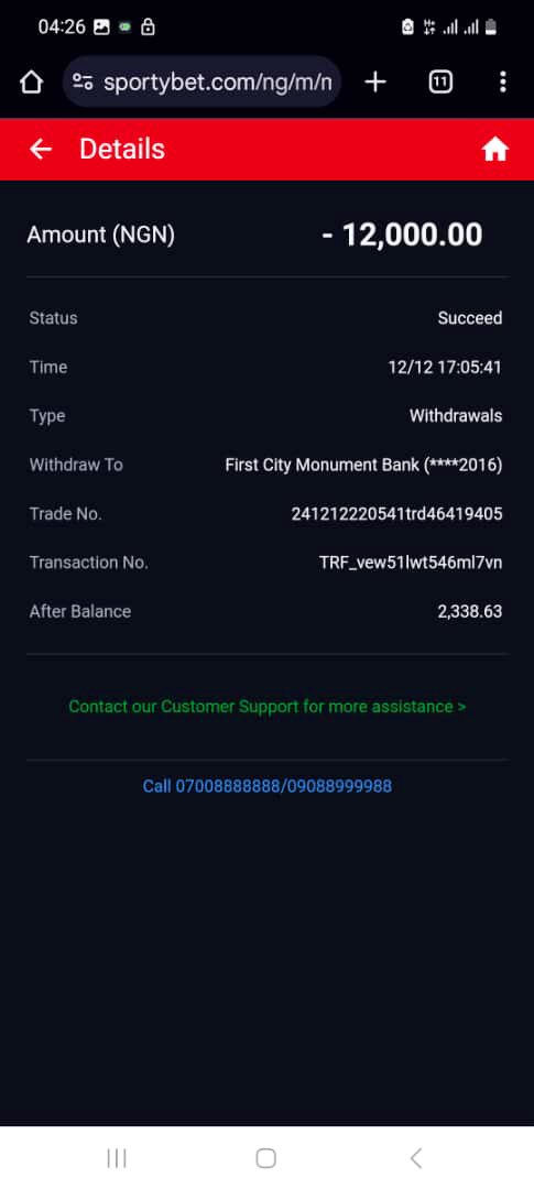 chriskenjolee's tweet photo. @SportyBet i don’t know what this bet is turning into. I have been losing for a while now and I don’t complain. I manage to win N13,131.77 yesterday and I withdrawn N12,000 into my FCNBank and till now I haven’t seen the money. https://t.co/5GphzWfVvI