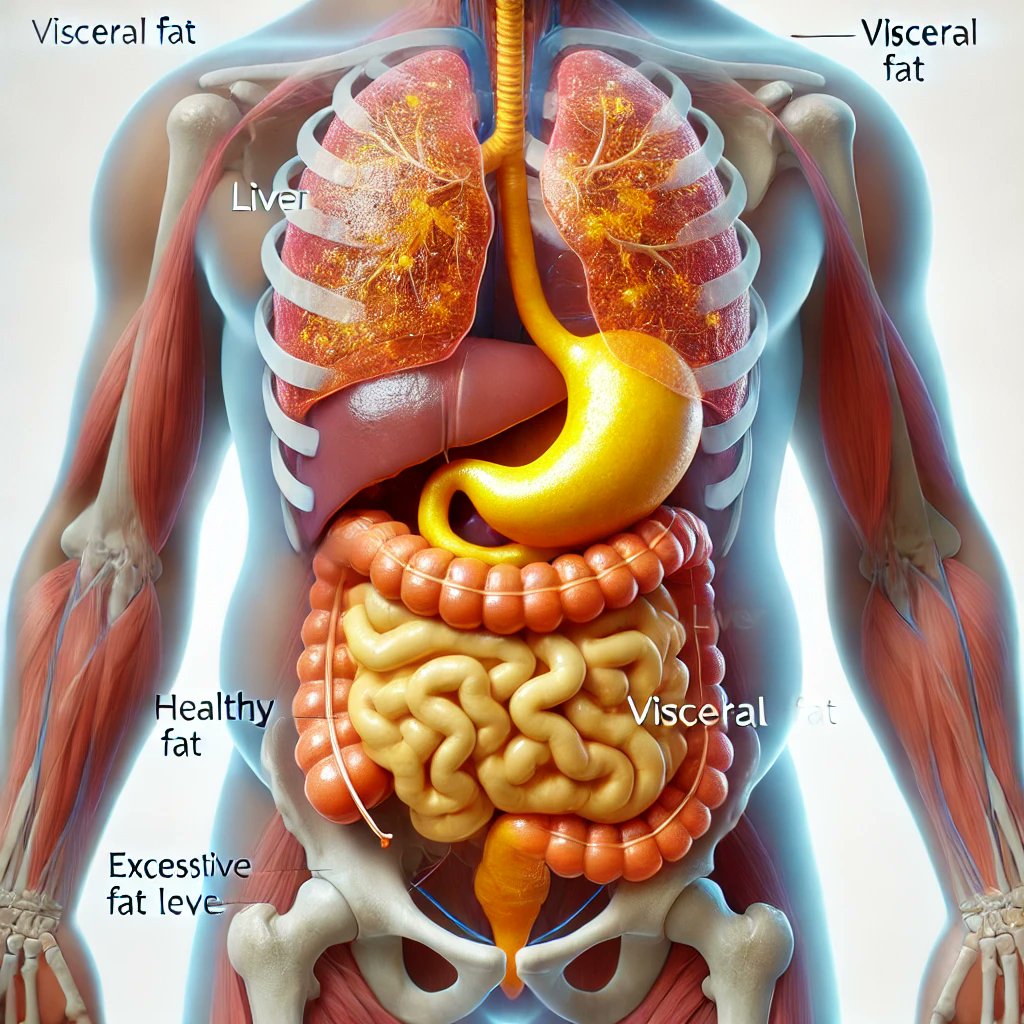 AbdullahBa47988's tweet photo. "Visceral fat is the hidden fat that surrounds your internal organs, increasing the risk of heart disease, diabetes, and other health problems. Reduce it with a balanced diet, regular exercise, and stress management. Your health is worth it! #VisceralFat #HealthyLi #TheGameAwards https://t.co/LEfkCJSkAP