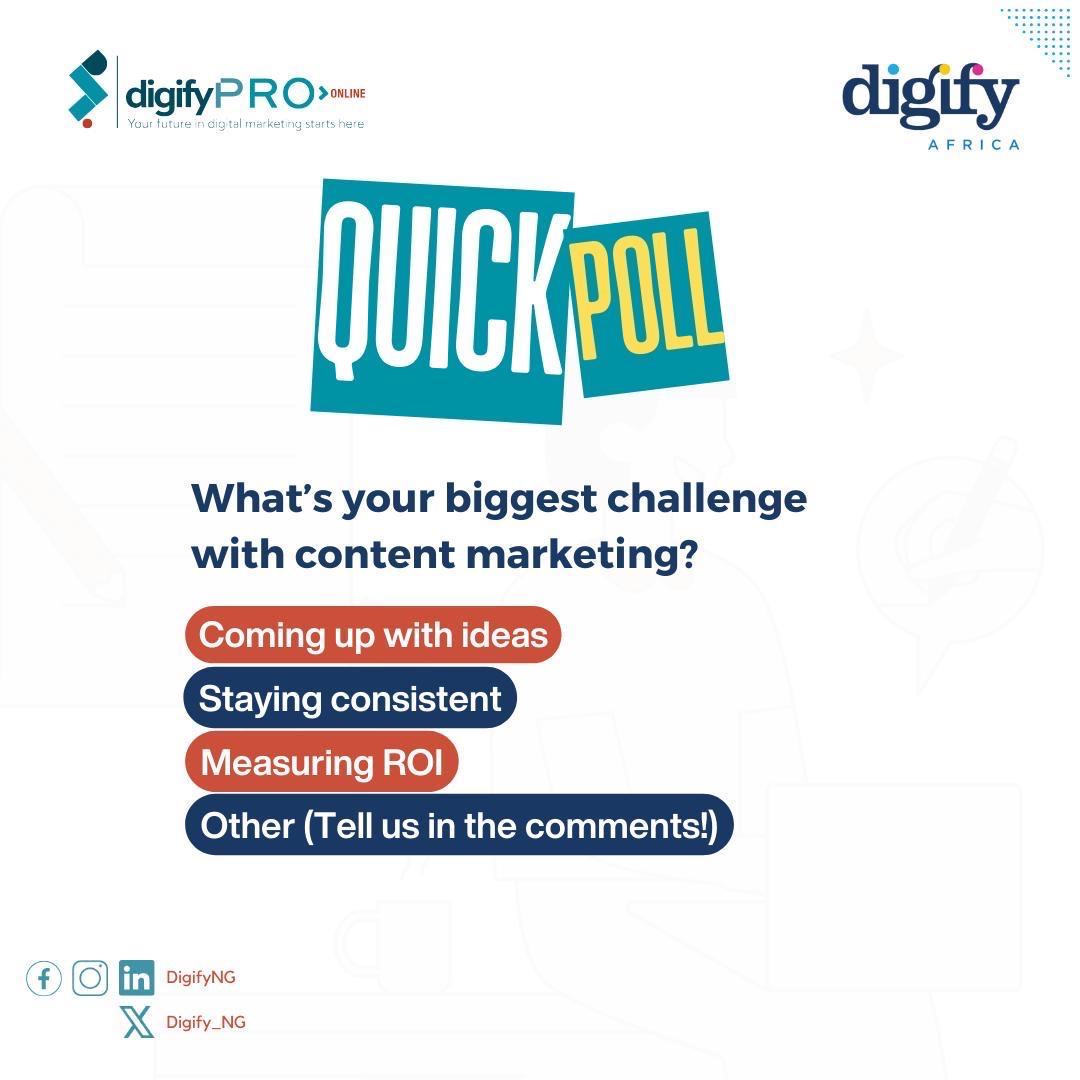 iamakin27's tweet image. My biggest challenge in content marketing is consistently creating content that resonates deeply with the audience while staying authentic and aligned with brand values. The struggle is real, but the growth is worth it! 💡 #DigifyPro #DigifyNG #DigitalMarketing @digify_NG