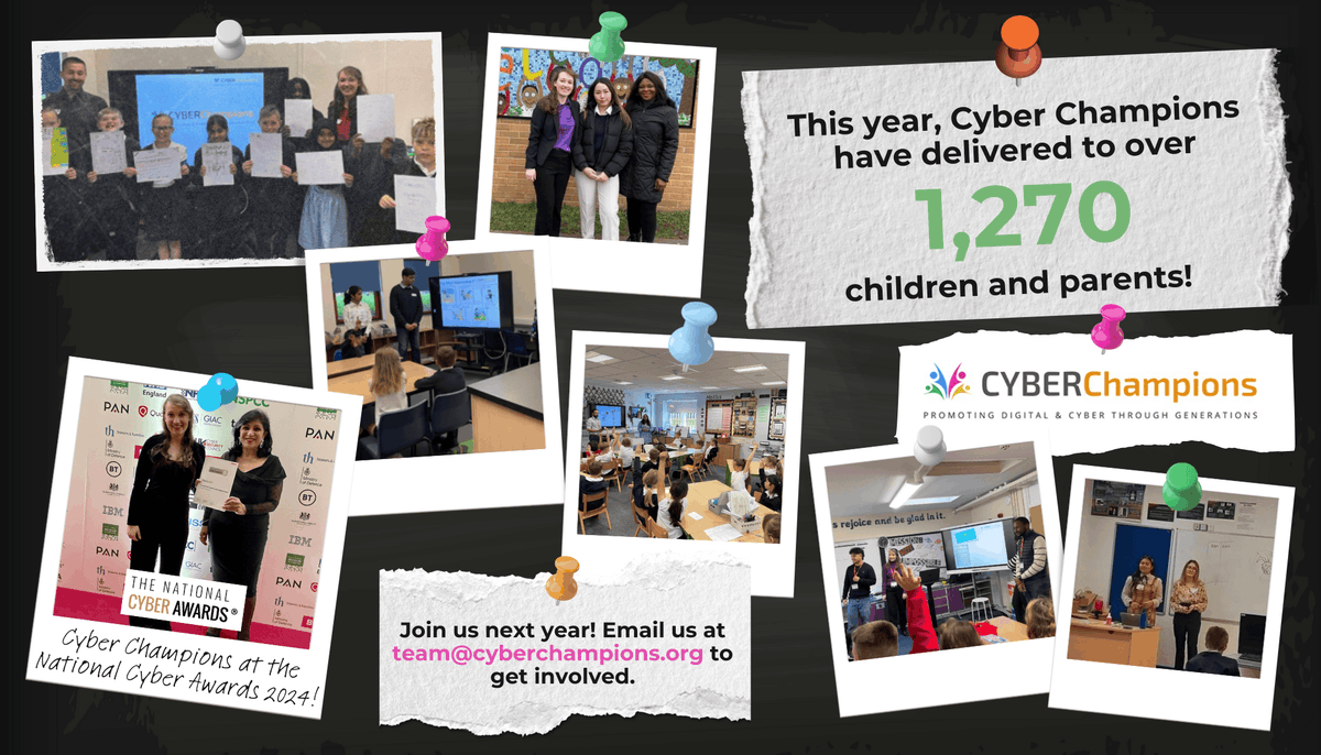 2024 has been an exciting &amp; impactful year - we were finalists The National Cyber Awards, we welcomed new partners and delivered #cyberskills and #digitalliteracy workshops to over 1,270 children &amp; parents! 
Inspired to get involved in 2025? Email us at: team@cyberchampions.org