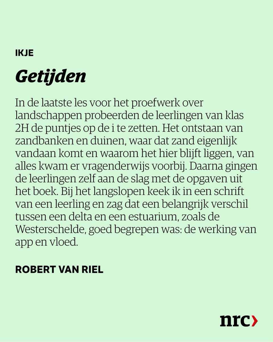 Het Ikje van vandaag: Getijden. In het Ikje deelt een lezer een persoonlijk verhaal of anekdote in maximaal 120 woorden. Ook een Ikje insturen? Dat kan door te mailen naar ik@nrc.nl