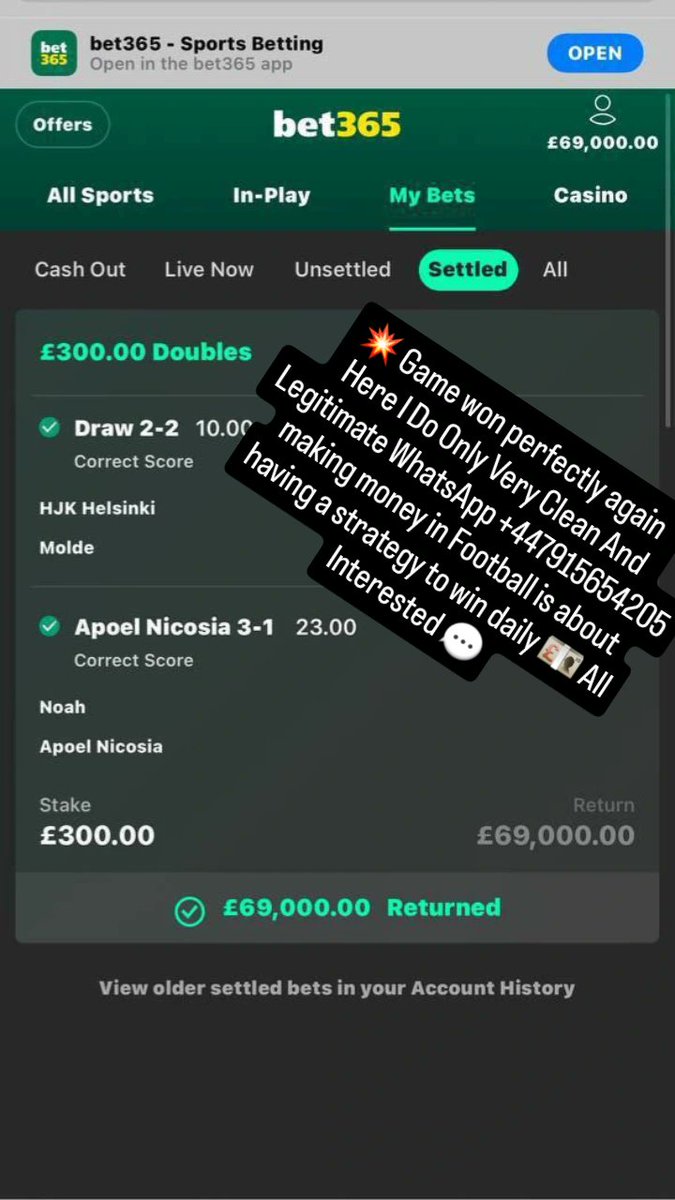 cncnshdjf59594's tweet image. 💥 Game won perfectly again  
Here I Do Only Very Clean And Legitimate WhatsApp +447915654205
making money in Football is about having a strategy to win daily 💷 All Interested 💬