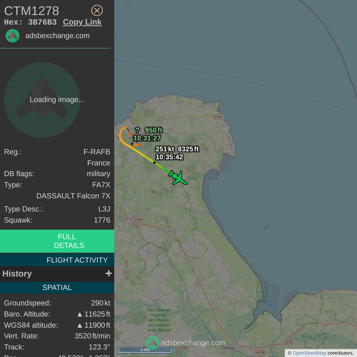 FlottePresident's tweet photo. 🛫 Un Dassault Falcon 7X 🇫🇷 République Française vient de décoller près de Cherbourg/Maupertus, France.
Vol #CTM1278, immatriculation #FRAFB.
Suivre le vol : https://t.co/6BKDWX1qd8 https://t.co/vD2wVnavBy