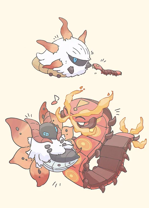 #今年も残りわずかなので今年一番伸びた絵を貼る大きくなっても仲良し(?)な虫ポケ達でした! 