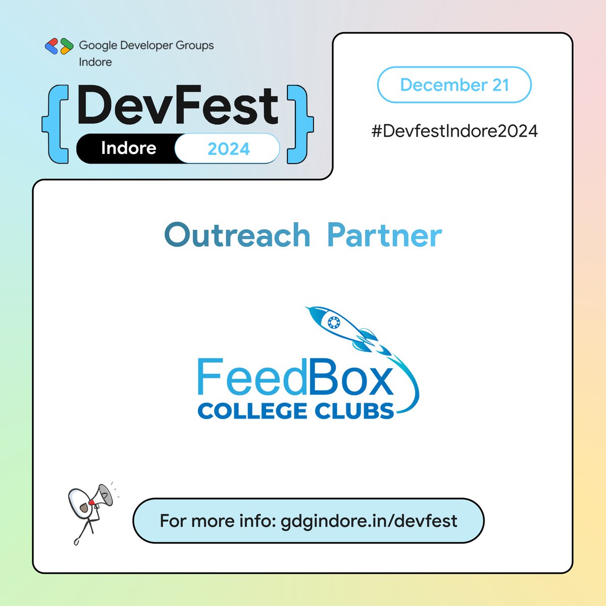 GDG INDORE (@gdg_indore) on Twitter photo Thrilled to announce Feedbox College Clubs as an Outreach Partner for #DevFestIndore2024! 📅 21st Dec 2024📍Sayaji Hotel, Indore 🎟️Details & Tickets: gdgindore.in/devfest
#FeedboxDigital #DigitalInnovation <a href="/GDGIndia/">Google Developer Groups India</a> <a href="/GoogleDevsIN/">Google for Developers India</a> <a href="/teamfeedBox/">FeedBox | Indore Super Startup Saansad Awardee 22</a> Thrilled to announce Feedbox College Clubs as an Outreach Partner for #DevFestIndore2024! 📅 21st Dec 2024📍Sayaji Hotel, Indore 🎟️Details & Tickets: gdgindore.in/devfest
#FeedboxDigital #DigitalInnovation <a href="/GDGIndia/">Google Developer Groups India</a> <a href="/GoogleDevsIN/">Google for Developers India</a> <a href="/teamfeedBox/">FeedBox | Indore Super Startup Saansad Awardee 22</a>