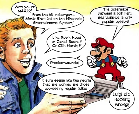 90s Mario comic featuring some pop culture references

Konami Code won't clear up that kind of Contra, Ollie.