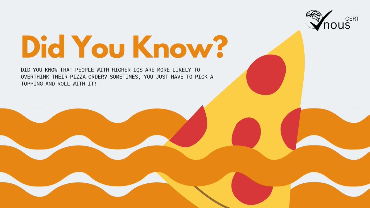 nous_CERT's tweet photo. Did you know? 🤔
People with higher IQs tend to overthink their pizza order! Whether you’re a quick decider or a menu ponderer, every pizza is a good pizza. 🍕💡#PizzaLovers #FoodieFriday #Brainy https://t.co/n9liXdrpUP