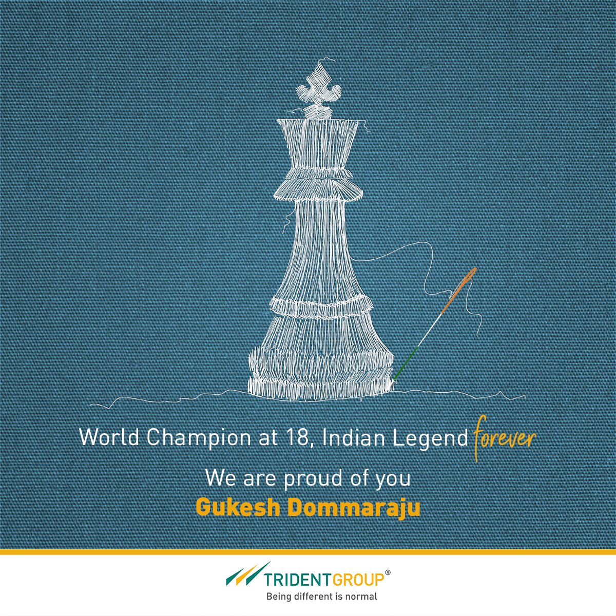 TridentGroupGLB's tweet photo. History made at 18!
Gukesh Dommaraju brings the World Chess Champion title home.
A proud moment for India!
#TridentGroup #BeingDifferentIsNormal #Chess #WorldChessChampionship2024 #DingvsGukesh #DingGukesh #GoGukesh #Chessbaseindia https://t.co/v7kbPTyTu6