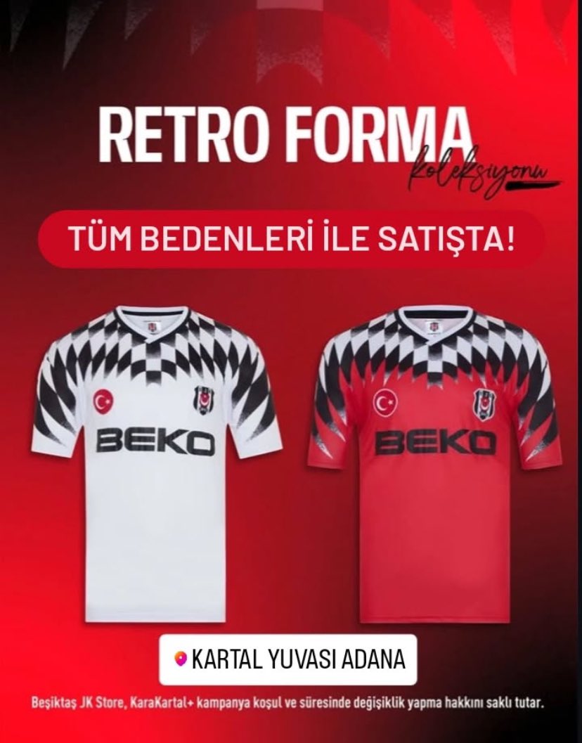 Şanlı Beşiktaş tarihimizin kırmızı ve beyaz Retro formaları satışta! 🦅