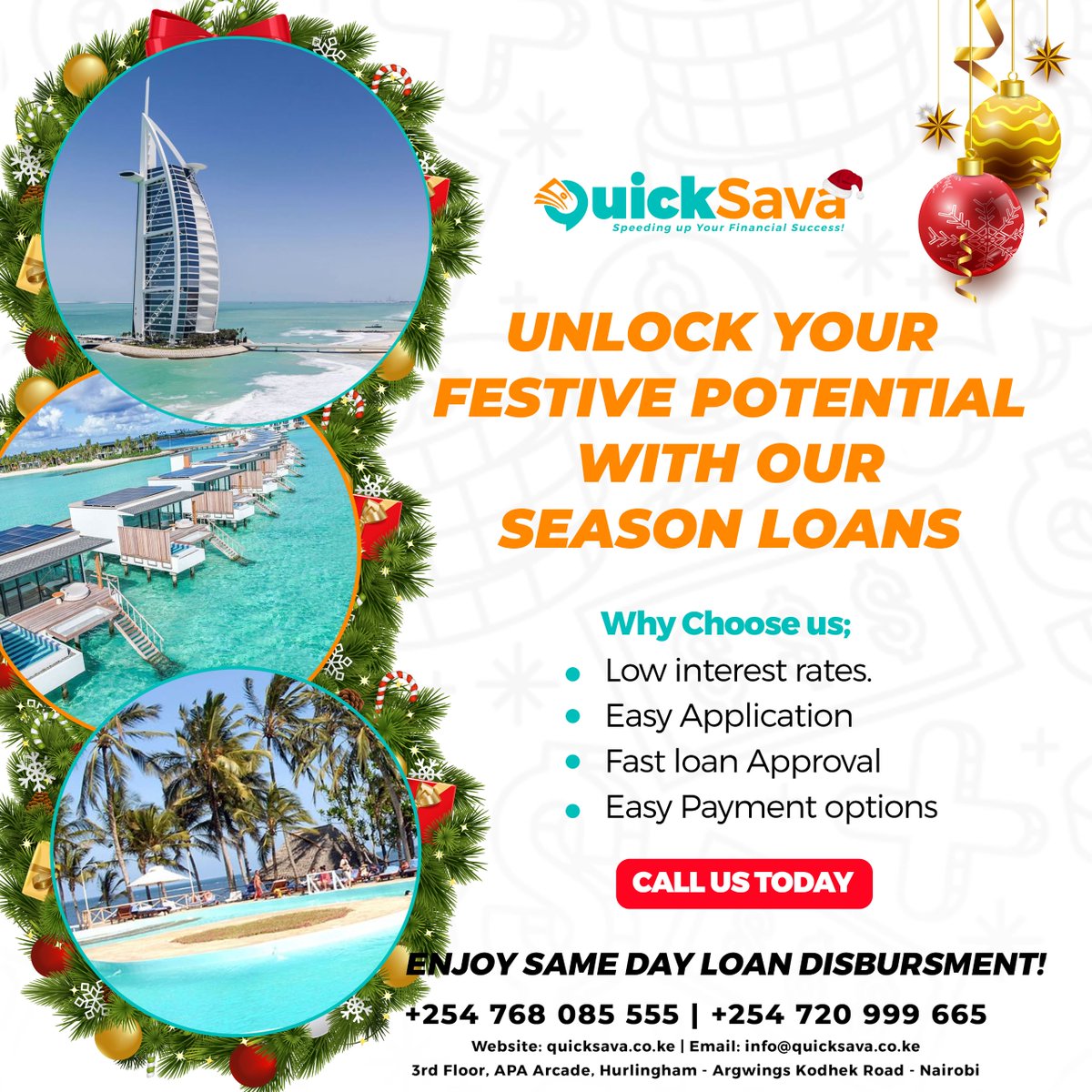 Quicksava_Ke's tweet photo. The festive season is upon us, and so are our season Loans.

Don't let lack of funds hassle that dream away.

Call or WhatsApp us on +254 768 085 555
https://t.co/w9jKCh5Cel

South C Morara E-sir Kasmuel Uhuru Gardens #TrendingNow #VaccinateMyLivestock https://t.co/FAC2LEf5pB