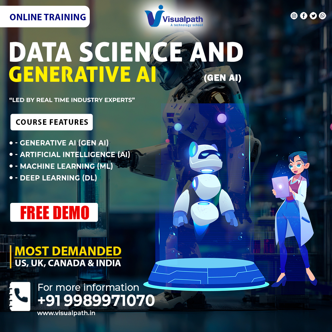 EVisualpat85693's tweet photo. #Visualpath Offering Data Science With Generative Ai Online Training. elevate your career in data science. 
WhatsApp: https://t.co/KzVeNUhoqC
Visit us: https://t.co/BBaCCRMUS1

#ArtificialIntelligenceCourse #statistics #datascience #datasciencecourse #deeplearning @VisualpathPro https://t.co/3OMye8km3i