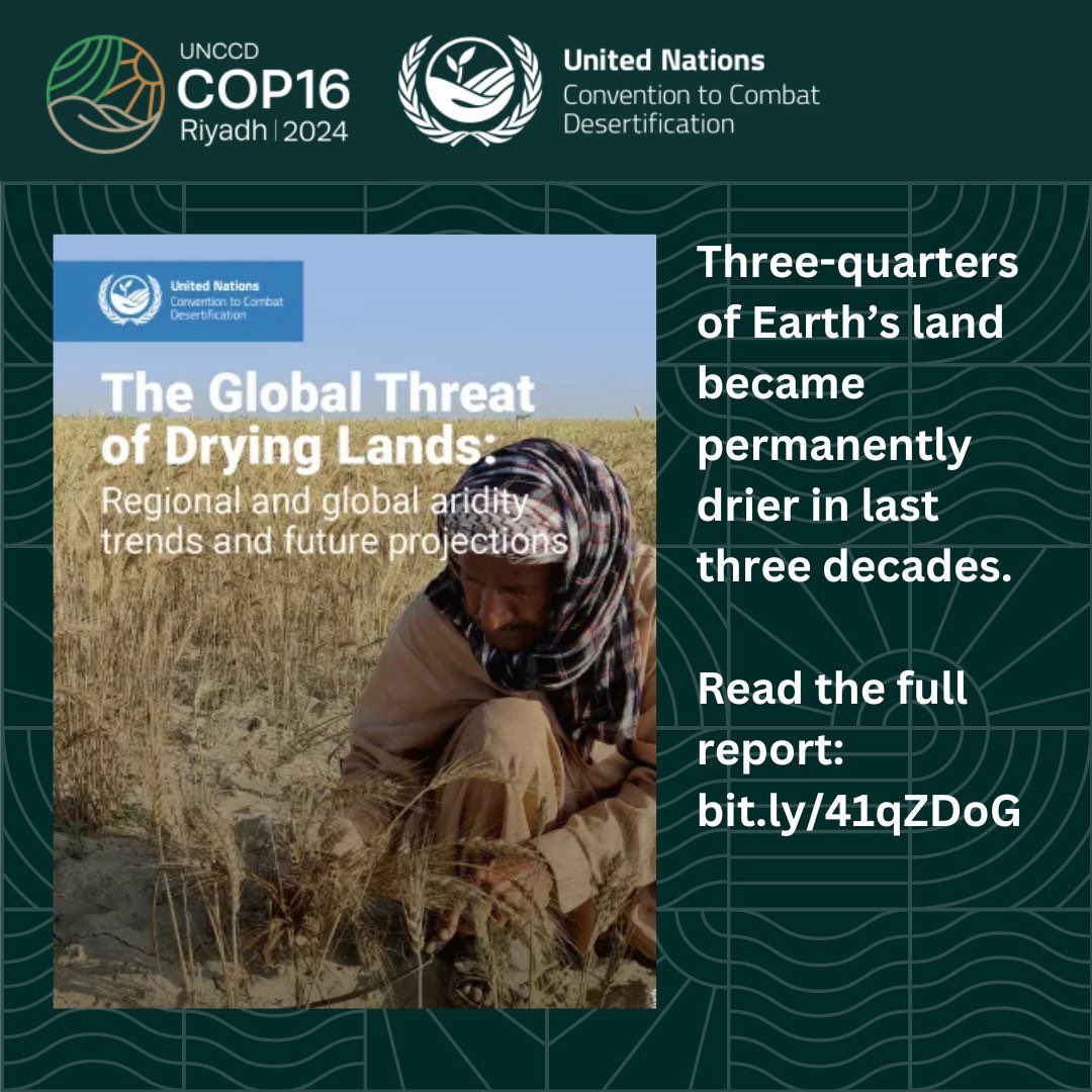 The existential crisis redefining life on Earth: aridity. 

Even as water-related disasters intensified, over 3/4 of Earth’s land became permanently drier in last 3 decades - endangering billions with water scarcity, food insecurity &amp; forced migration.
unccd.int/news-stories/p…