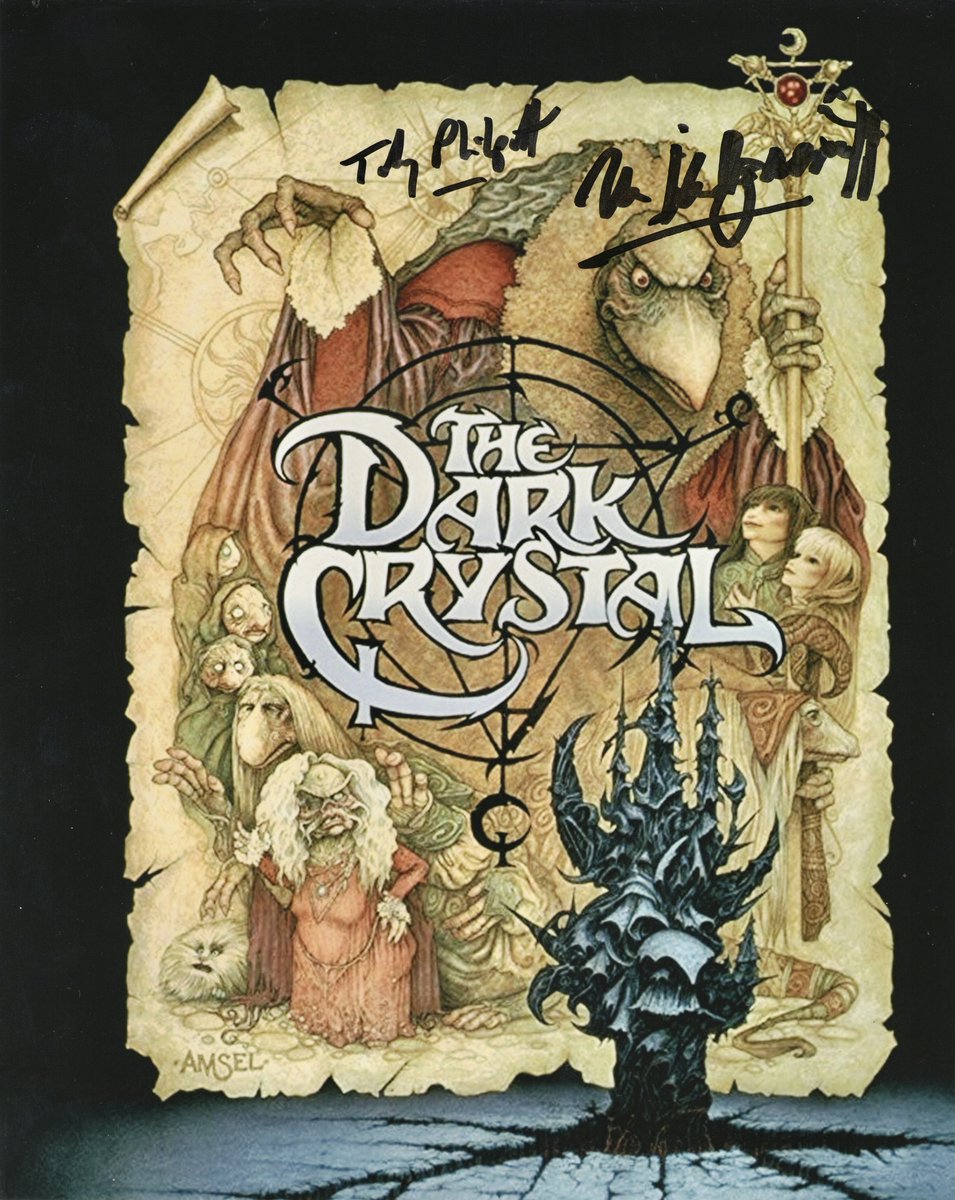 Jim Henson &amp; Frank Oz’s “The Dark Crystal”, starring Stephen Garlick, Lisa Maxwell, Billie Whitelaw, Michael Kilgarriff, Toby Philpott &amp; Steve Whitmire had its world premiere in NYC today in 1982.
8x10 poster signed by Kilgarriff &amp; Philpott is from our collection.
#TheDarkCrystal