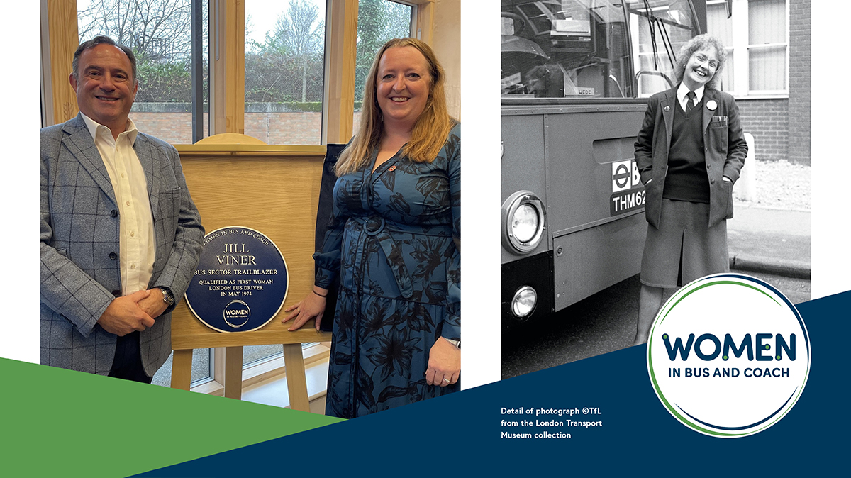 🚍 Yesterday, @WomenBusCoach unveiled a blue plaque at Kingston’s new bus station, honouring Jill Viner, London’s first woman bus driver.

Trailblazer. Barrier-breaker. Inspiration.

WiBC Directors <a href="/MurphyLorna/">Lorna Murphy</a> &amp; <a href="/PaulSainthouse/">Paul Sainthouse</a>  joined the celebration

tinyurl.com/3f7a5kte