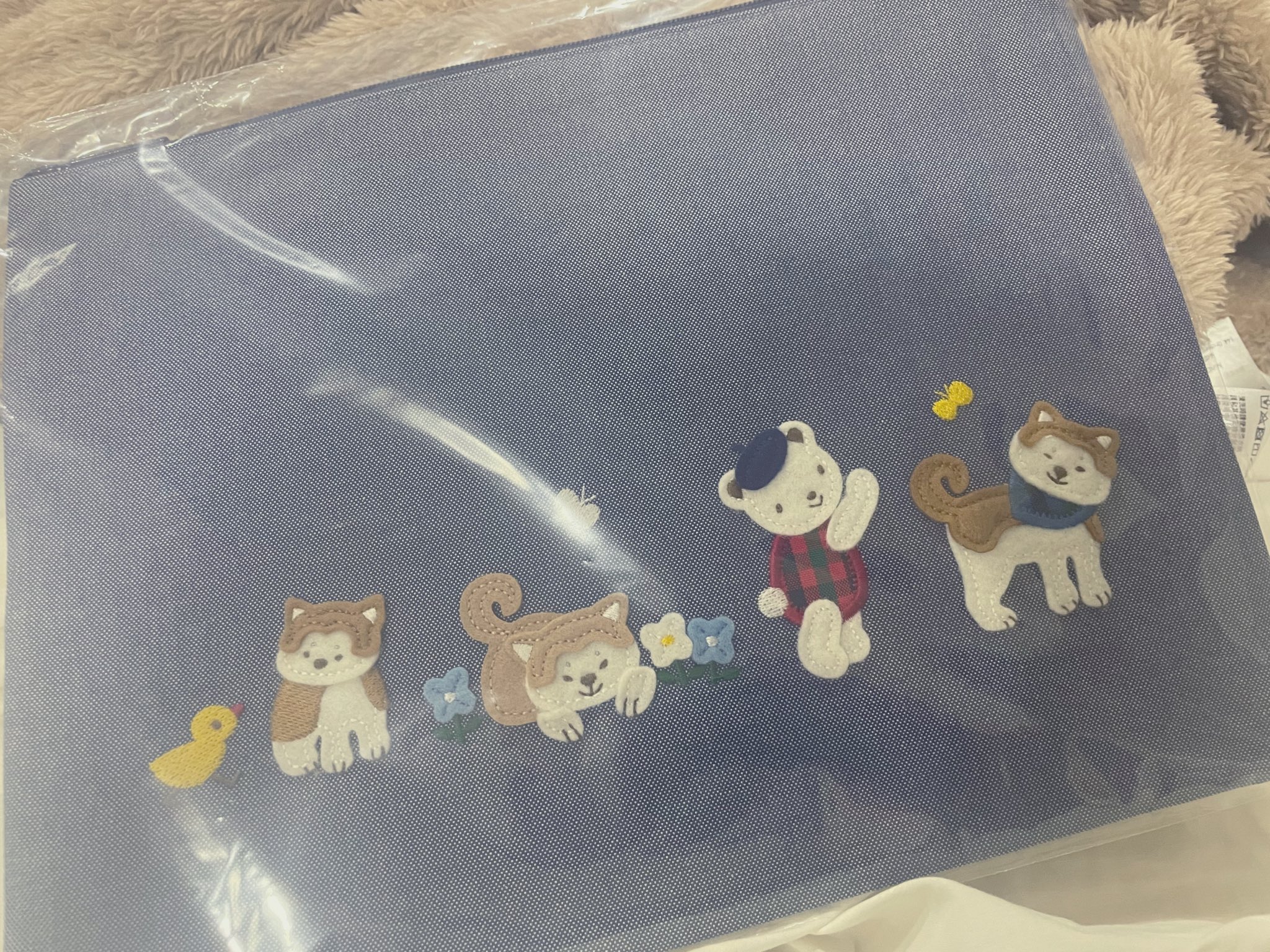 familiar 秋田犬 フラットポーチ ふるさと納税 デニム ファミリア