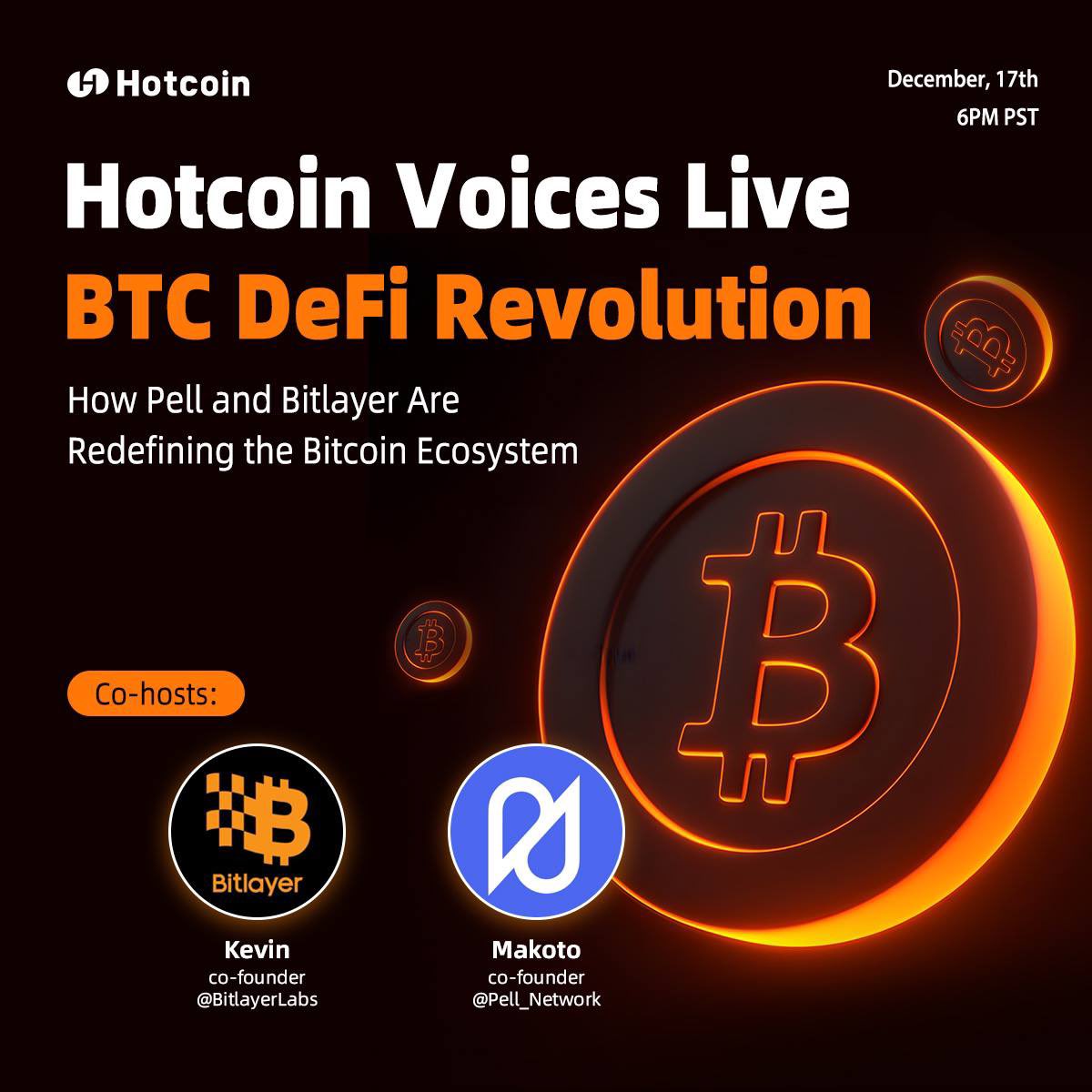 🎙️ Pull up to the next Hotcoin Voices Live and catch the real BTC OGs in  action! @BitlayerLabs and @Pell_Network are out here contributing to legit  BTC DeFi use cases and taking