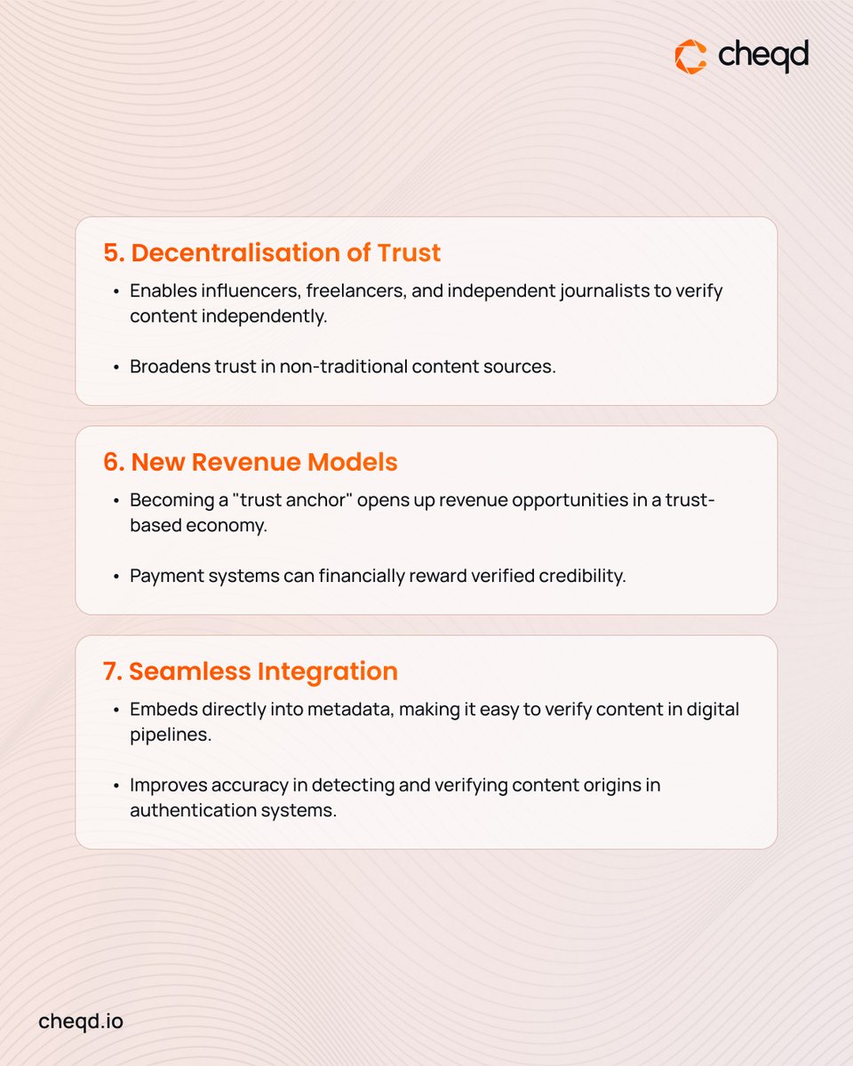 cheqd_io's tweet image. As misinformation spreads and trust in content falters, #ContentCredentials offer a compelling solution for organisations and individuals alike. Here’s why adopting them is a smart move💡

📮Contact us: cheqd.io/solutions/use-…

#VerifiableAI #vAI