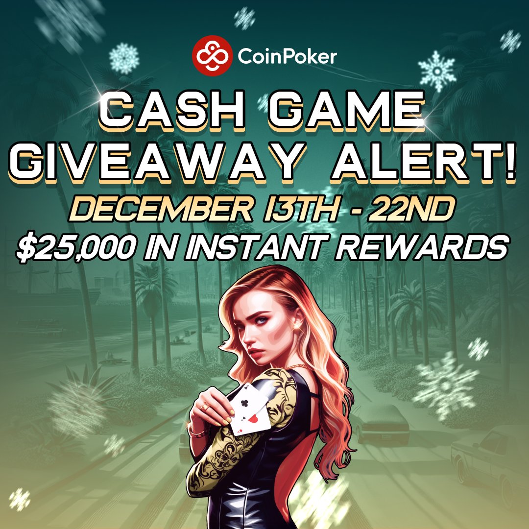 🚀 Cash Game Giveaway Alert! 🎉

Starting today and running till Dec 22 - $25,000 in instant rewards! 🤑

When #HappyHolidays visits your table, win big—up to 200x the big blind! 💸

🏆 No waiting, just winning.

🃏 Play No Limit Hold'em, PLO & 5PLO, $2-$500 buy-ins.

Check it out now! 👀 https://t.co/zwWhGzDygn