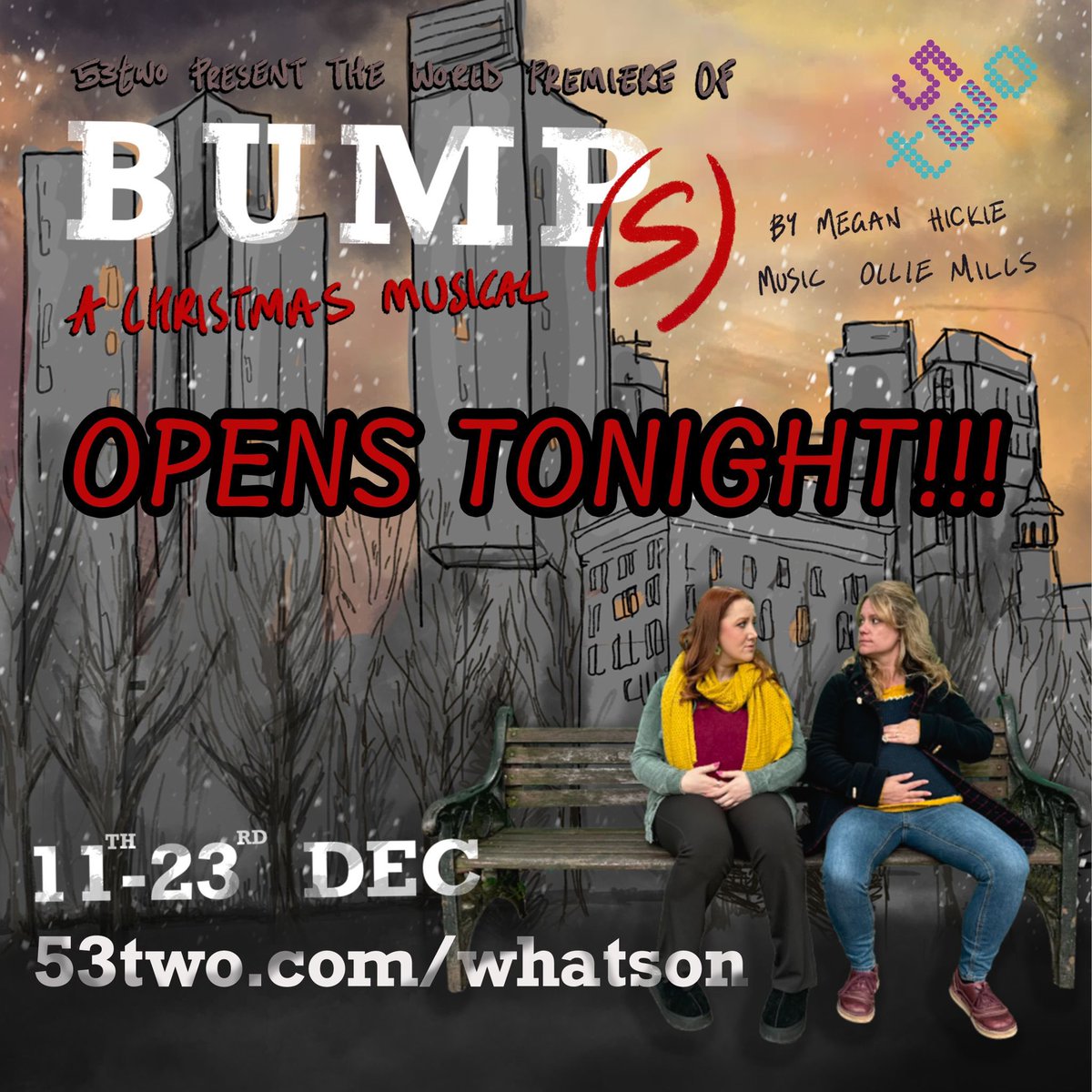 HickieMegan's tweet photo. WE OPEN TONIGHT!! Thank you for your patience and staying with us! This team have worked incredibly to get this show ready and we can’t wait to share it with you! 💜💙
So pls, come support Bump(s) and get in the festive spirit!! 🫶🏻🫶🏻🫶🏻 https://t.co/brRzONJmra