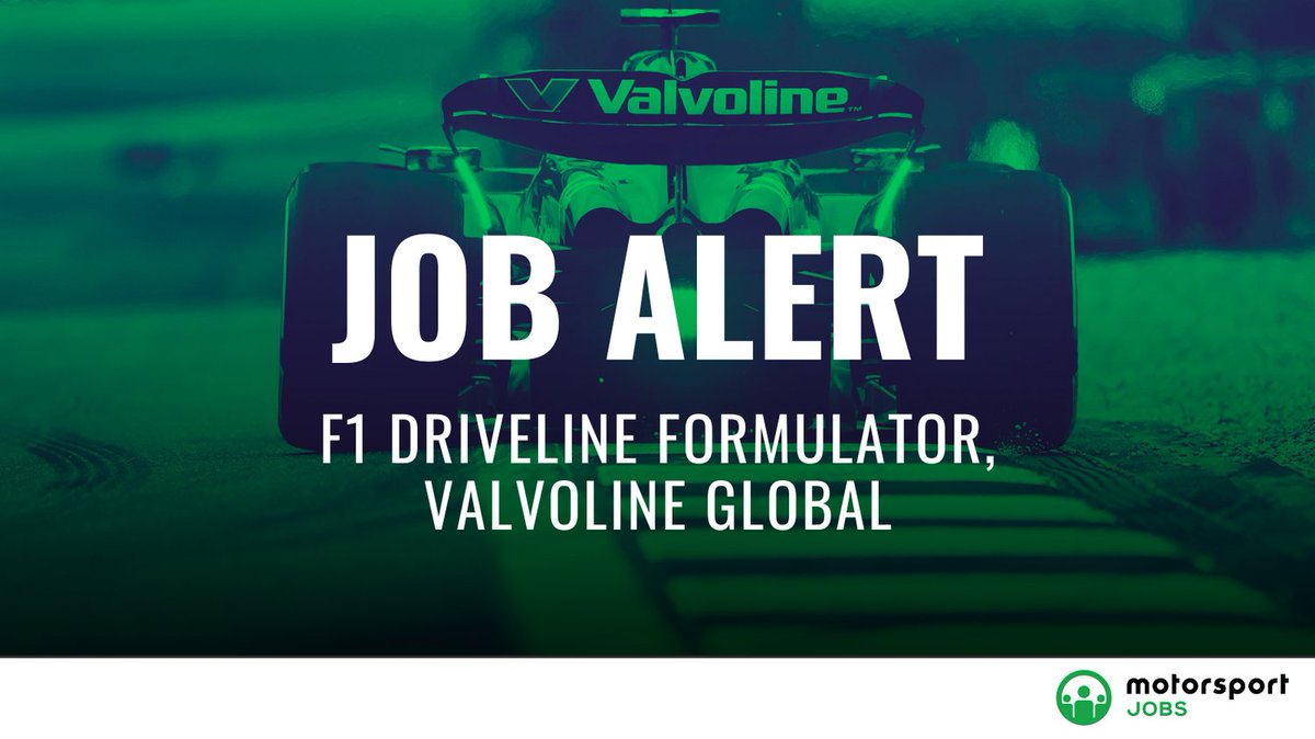 Motorsport_Jobs's tweet photo. F1 Driveline Formulator @Valvoline

Apply 🔗  https://t.co/hB2jMSKITa

#motorsportjobs #motorsport #jobs #jobalert #jobsinmotorsport #HowtogetajobinF1 #workinf1 #f1jobs #jobsinf1 #F1 #Formula1 #f1careers #valvoline #Oil #fluid #transaxle #transmission #brake #driveline https://t.co/dGnofla5AO