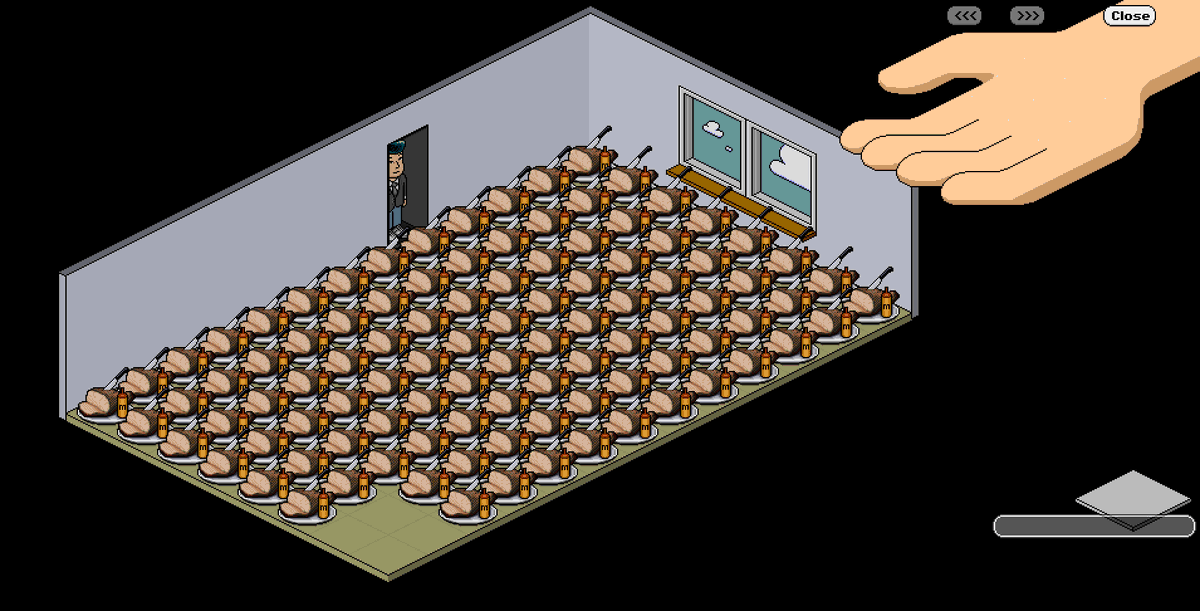 HabboOrigins's tweet image. hey @GreggsOfficial how many ham rolls could you make out of 100 hams?