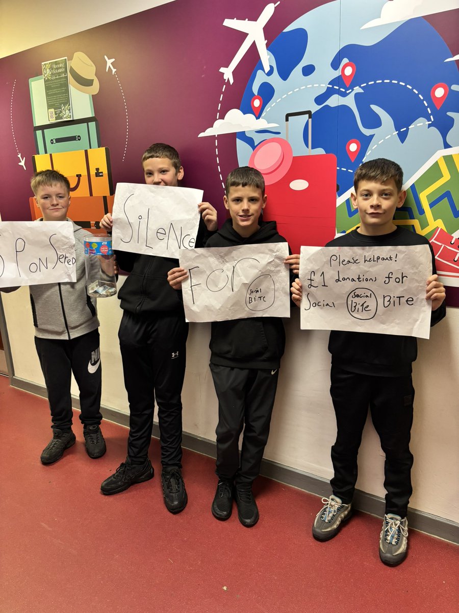 BathgateARK's tweet image. S1 Wellbeing are taking part in @SocialBite_ festival of kindness. Pupils worked together to create a fundraising idea. This group have raised £45 so far by conducting a successful sponsored silence! 🤐 Well done for demonstrating our school value of #kindness @BathAcadNews