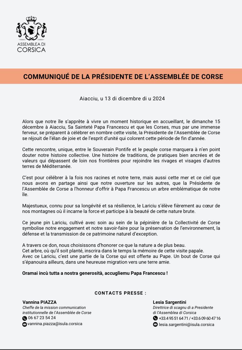 Incù tutta a nostra generosità, accugliemu Papa Francescu!