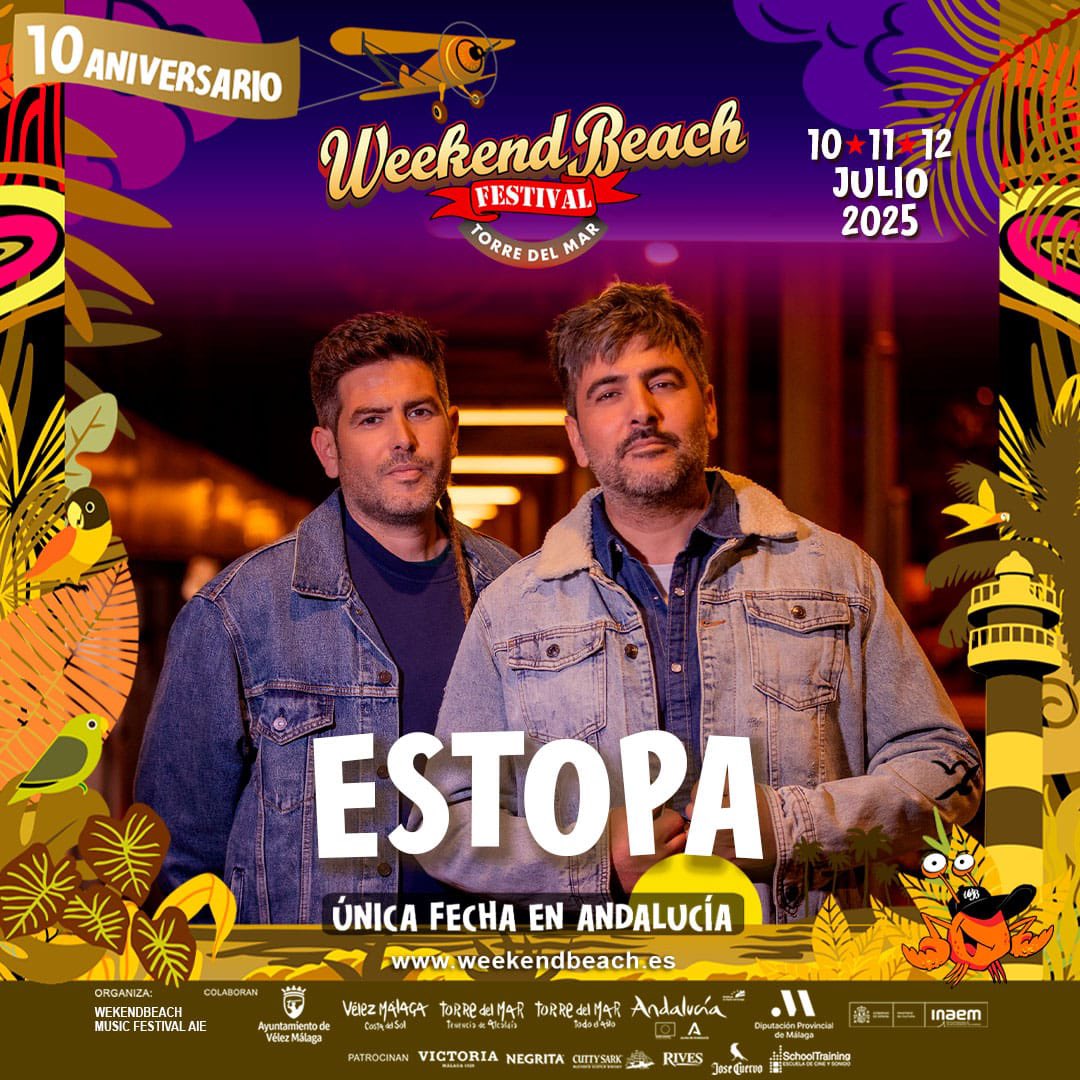 weekendbeachfes's tweet photo. 🔥 LO HABÉIS PEDIDO Y YA ESTÁ AQUÍ: ESTOPA CONFIRMADOS
Ú𝐍𝐈𝐂𝐀 𝐅𝐄𝐂𝐇𝐀 𝐄𝐍 𝐀𝐍𝐃𝐀𝐋𝐔𝐂Í𝐀
VENTA DE ABONOS ACTIVADA. DATE PRISA O TE QUEDARÁS FUERA
🎟 https://t.co/d1ImT7xxdC
✈️ 10, 11 y 12 de julio 2025.
#Weekendbeach2025 #Estopa #EstopaAndalucía https://t.co/kSxLNddxlc