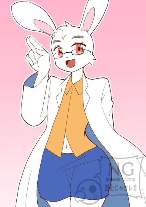 #今年も残りわずかなので今年一番ぶっ刺さった絵を自分で言う 最近の絵ですがやはりウサギのハク君のHな絵で..どちらがの恰好がお好みですか? 