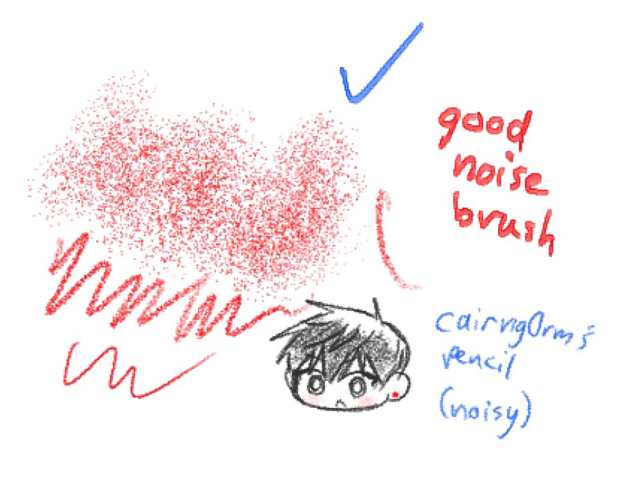 milkbreadtoast's tweet photo. + my rendering MVP: cairng0rm's pencil (2054590)
LITERALLY SO GOATED... i used this a lot for the rendering!! it's what gives it that cool grainy texture... https://t.co/BlwlbDQSxA
