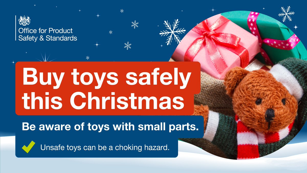 OfficeforSandS's tweet photo. 🎄When shopping for presents this Christmas, be aware of toys with small parts that could come off and present a choking hazard. #ChristmasProductSafety https://t.co/qQx59szRM5