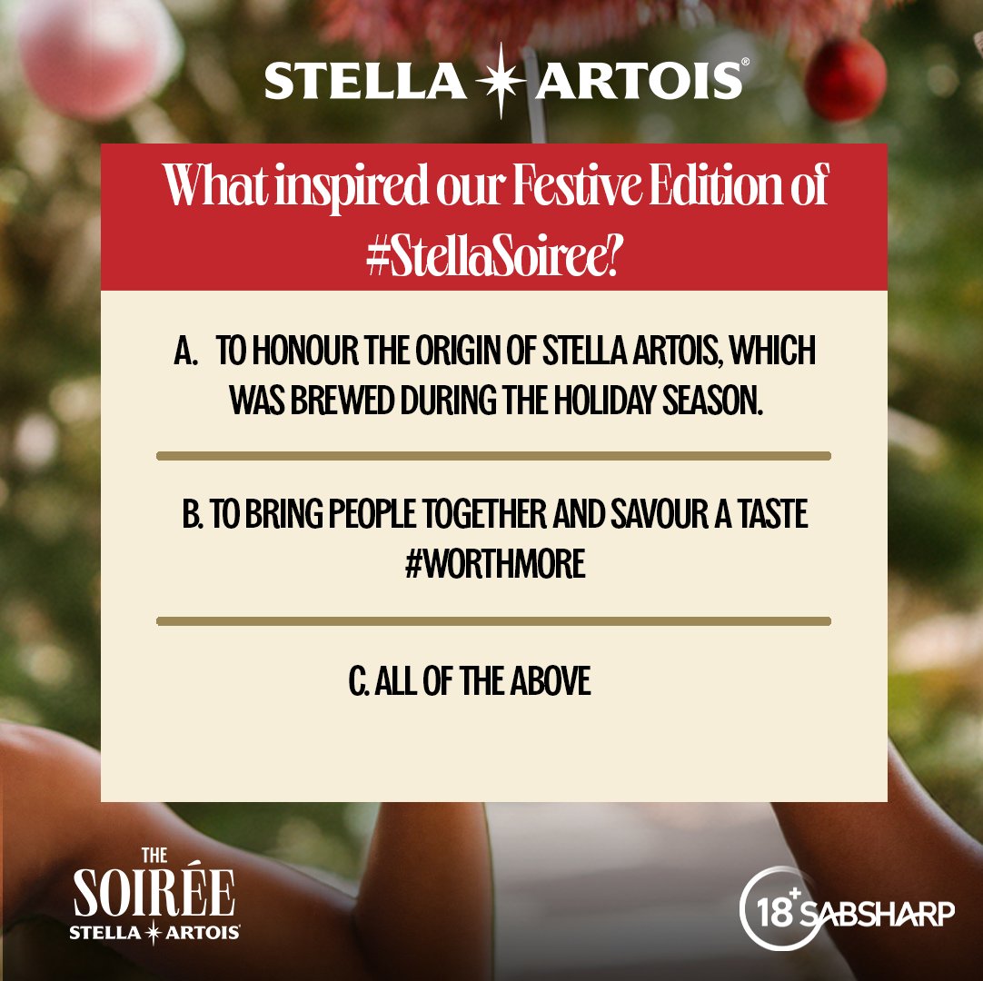 StellaArtoisZA's tweet photo. Ever wondered what inspired our Festive Edition of #StellaSoiree? ​

Comment below with your guess and stand a chance to win double tickets to this magical summer affair. 

*Ts&amp;Cs apply. https://t.co/PXL1BH1JpG