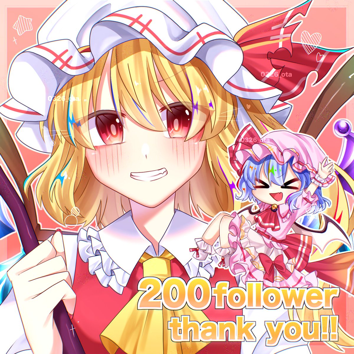 フォロワー様200人ありがとうございます！🥹💖
沢山の方に見ていただけて嬉しいです😭✨️
 
#東方Project #東方ロストワード #東方イラスト #フランドール・スカーレット #レミリア・スカーレット #イラスト #Illust #art