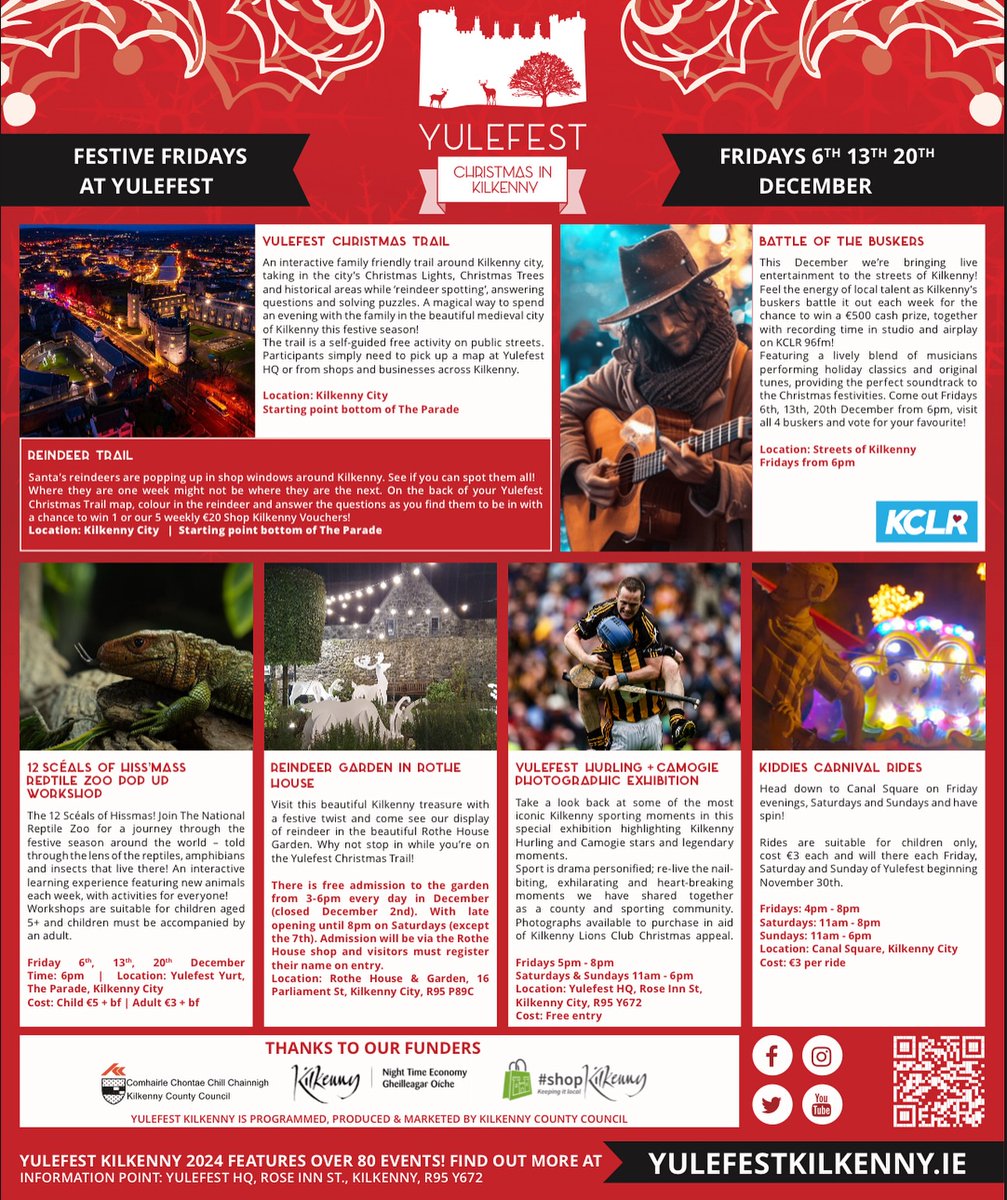 It maybe Friday the 13th , but it's Festive Friday here in Kilkenny!

Come into the city and get some Christmas shopping done whilst enjoying the festive fun.

More information, visit yulefestkilkenny.ie

#shopkilkenny #yulefestkilkenny