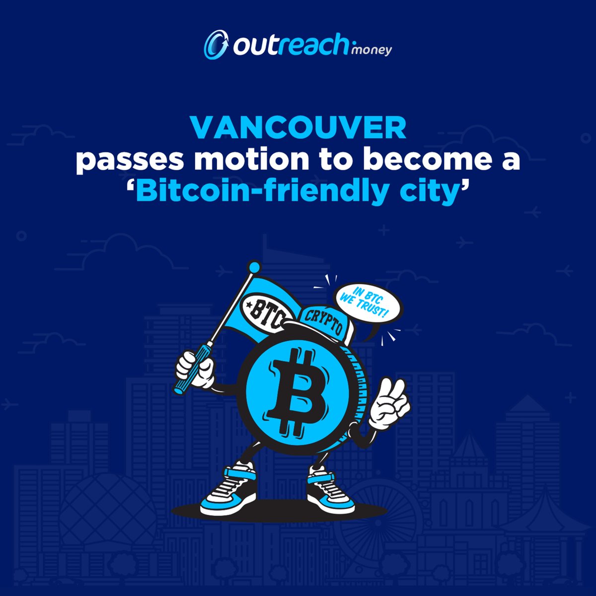 OutreachMoney's tweet photo. Vancouver goes crypto-friendly! 🌆💻 The city takes steps to embrace Bitcoin innovation and adoption. Could this set the trend for others to follow? 🚀 #BitcoinFriendly #VancouverCrypto #OutreachMoney #usdtbyoutreach https://t.co/wosRBplMPp