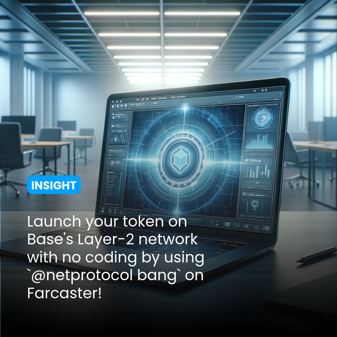 Den_metacade's tweet photo. Ready to launch your own token with ZERO coding? 🚀 Just cast `@netprotocol bang` on Farcaster and voilà! Your token's live on Base's Layer-2 network! 🎮💥 #Web3 #TokenMagic #Farcaster #BaseLayer2 https://t.co/OOVFeaY5Pc