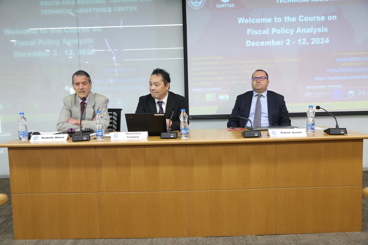 sarttac's tweet photo. Officials from @sarttac countries participated in a regional course providing them with fiscal policy tools, from macro model simulations to public debt projections. This will help crafting sustainable policies to navigate geopolitical shocks, fragmentation, high debt &amp;🌱change. https://t.co/rdbsA4cbQI