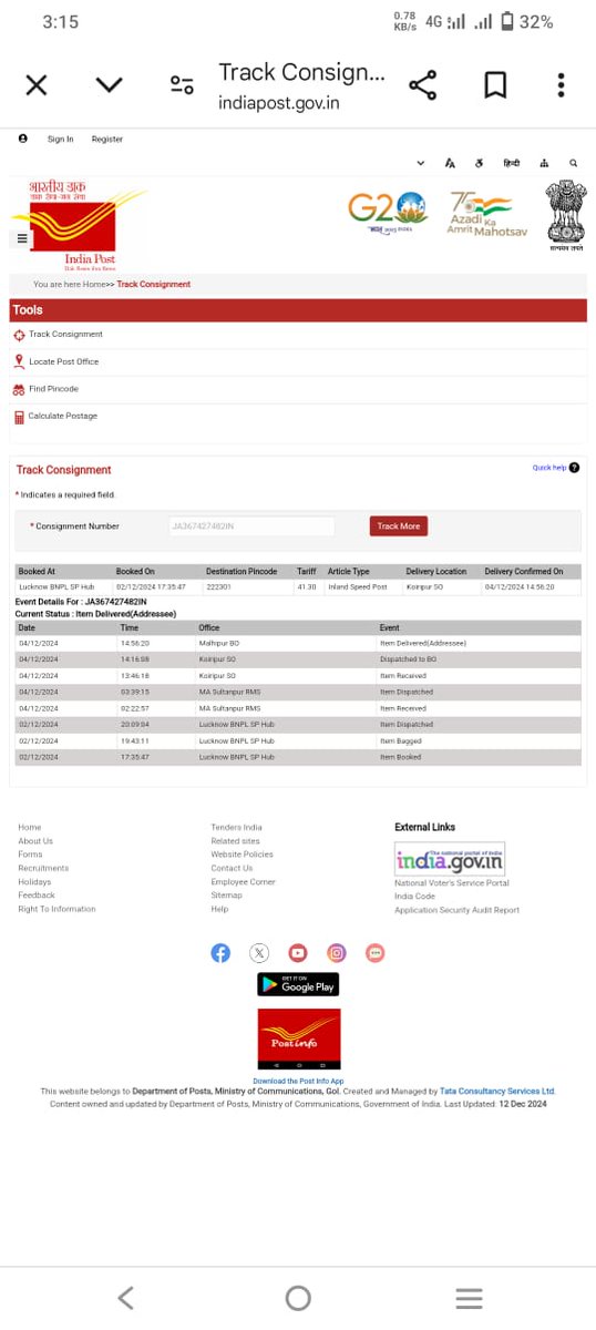 VPPandey_Sr's tweet photo. @IndiaPostOffice Two #passport of my kids are showing delivered (4.12.24), but not delivered by P.O. #Malhipur222301
Dis is very serious concern, such a important documents are #mishandled
 Kindly take action and deliver the passports.
@pib_comm @JM_Scindia
@passportsevamea https://t.co/TEvtS2q7oh